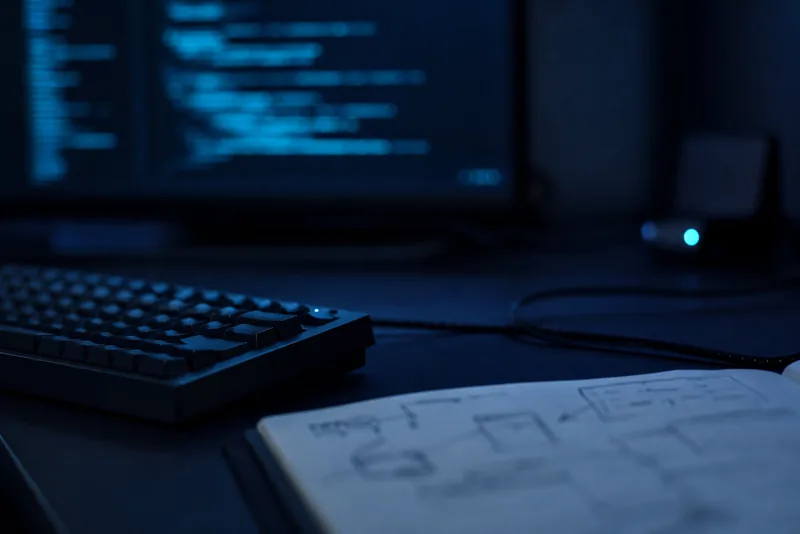 Engineering detail in dark light, reflecting the precision behind BarmajTek systems